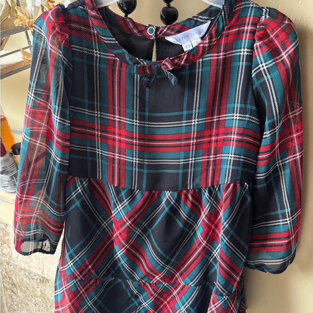 Plaid Dress with Red and Green Pattern